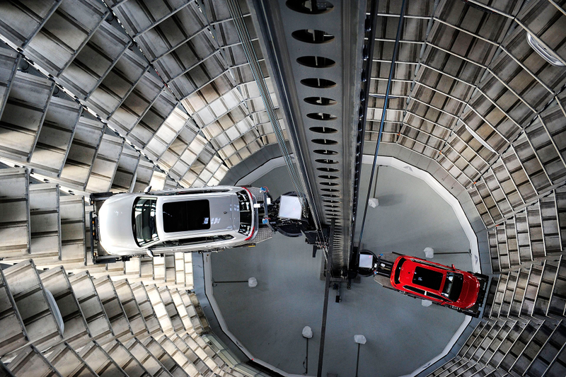 Illustration for article titled VW's 200-Foot Tower Of Cars Must Be Seen To Be Believed